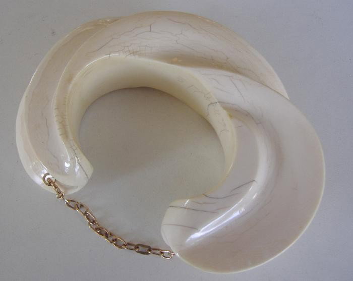 Patricia Von Musulin Carved Ivory Cuff Bracelet: Carved ivory cuff bracelet with a modernist design by noted jewelry designer Patricia Von Musulin. Signed.