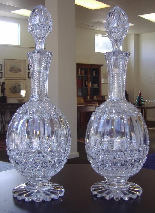 Pair of French Cut Crystal Decanters