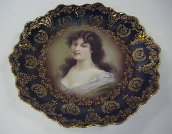 Royal Vienna Portrait Plate, "Amicitia": Portrait plate of a young woman titled Amicitia. The plate measures 8-7/8" in diameter.