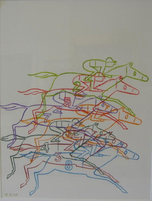 Charles E Martin New Yorker Cover Art Illustrator: Initialed by the artist C.E.M. The image measures 17" x 12.75". The framed measurement, 23" x 19". Label on the back reads, " Original art for Mar.3, 1971 New Yorker Magazine Cover-Charles E. Martin.