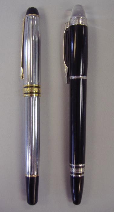 Two Mont Blanc Pens, Meisterstuck: Two Mont Blanc pens. Both ballpoint. One marked Meisterstuck. NOTE: The pens write, although will need new refills.