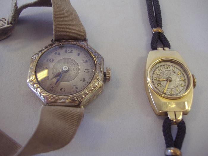 14K White Gold Watch & Movado Gold Filled Watch: 14K white gold watch, 15J swiss movement, together with a Movado 17J swiss watch with gold-filled case, (missing crystal). NOTE: both watches not in working order.