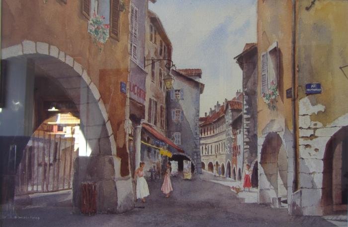 Sandra Smith Poling, Framed Watercolor: Framed watercolor by Sandra Smith-Poling. (Port Townsend, WA artist), The image measures 12" x 18". The framed measurement, 19.5" x 25.5".