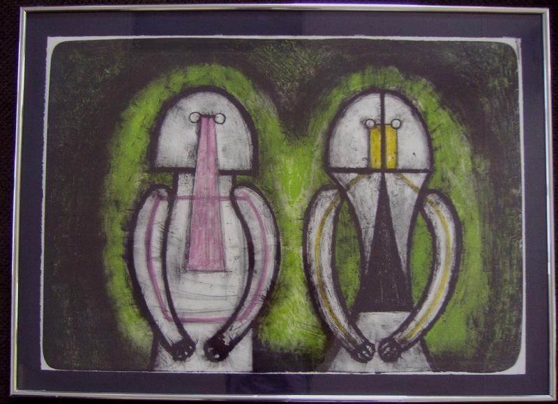 Rufino Tamayo (1899-1991) Dos Personajes: Rufino Tamayo (1899-1991) Framed lithograph titled Dos Personajes. Signed in pencil by the artist and numbered 40/100. Image measures 25" x 36". The framed measurement, 30" x 41"