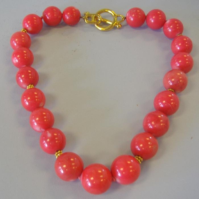 Beaded Necklace, Marked Jaded: Hand-made beaded necklace marked Jaded. Measures 17" long. Each bead is approximately 1.5cm across. Jaded was founded in 1984 by Joseph Curto and Giuseppe D'Arcangelo. All of Jaded's pieces are entire