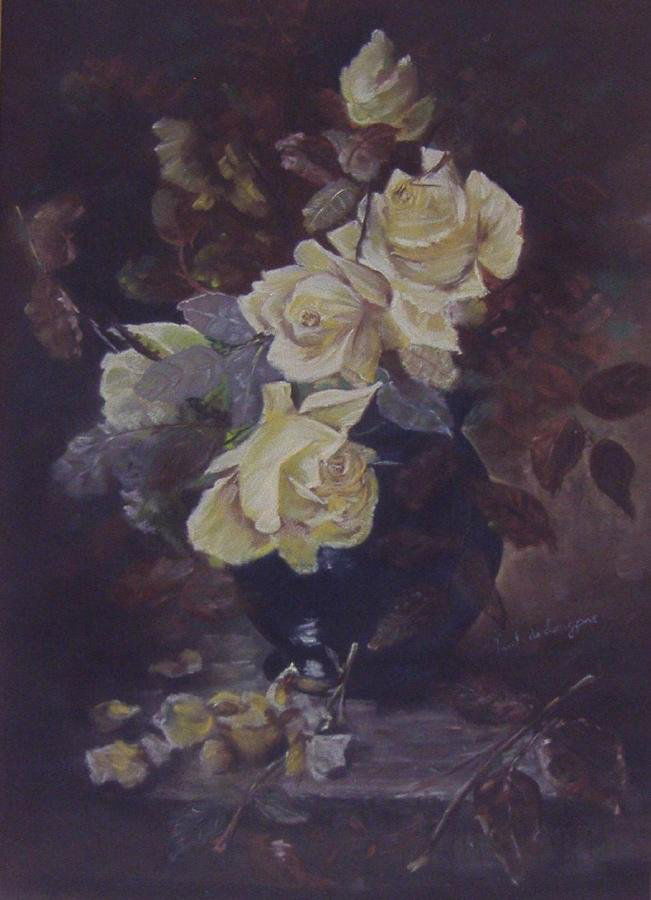 Paul de Longpre (1855-1911): Unframed pastel painting by artist Paul de Longpre. Signed mid-right side. This floral still-life measures 18.5" x 13.5". Paul de Longpre was the most significant watercolor specialist to arrive in Lo
