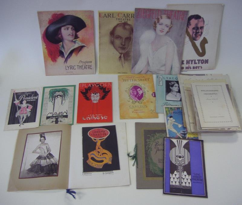 Theatre Programs, Grauman's, Mayan, Belasco, 40+: Approximately 40 theatre programs from Hollywood and New York. Mainly 1930s. Some opening night programs. Provenance: Estate of Monta Bell.
