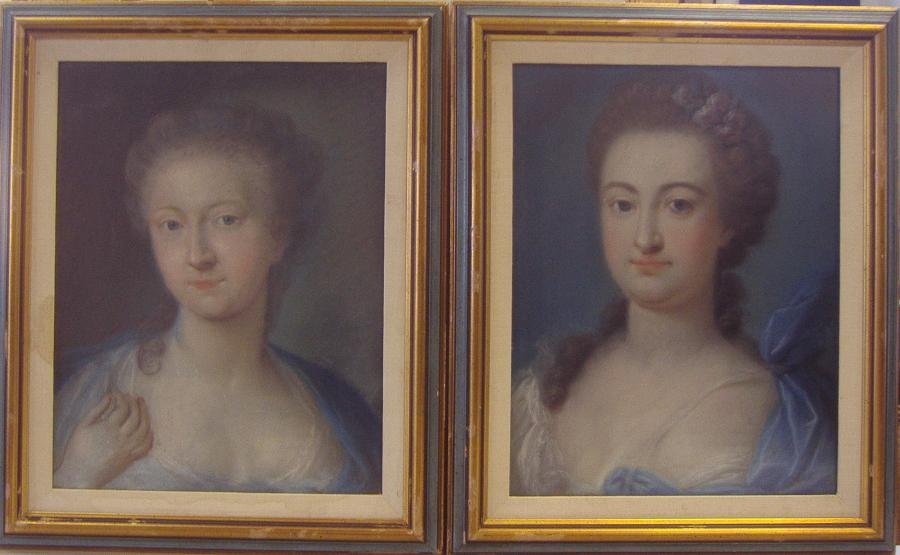 Pair of 19thc Pastel Portraits: Pair of framed pastel portraits of two young woman. 19th century. Unsigned. The images measuring 17" x 13". Framed measurement, 21.75" x 18".