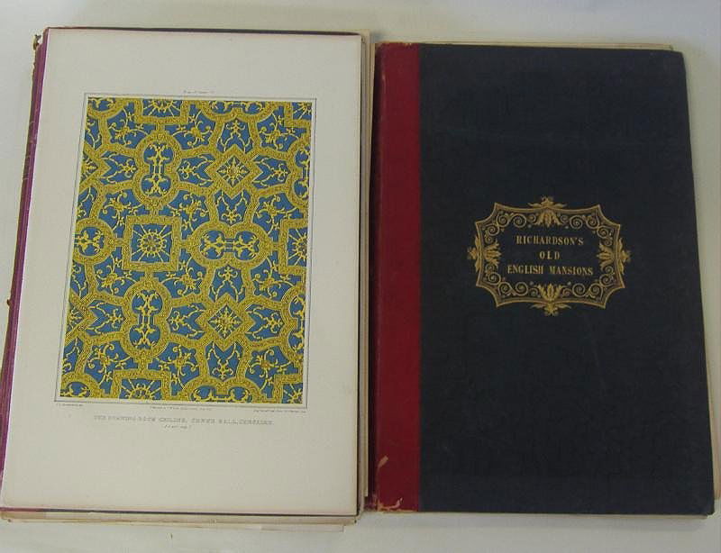 RICHARDSON'S Old English Mansions 4 Volume Set: Four volume set of 'Richardson's Old English Mansions". Studies from Old English Mansions, Their Furniture, Gold & Silver Plate & c. by Architect, Charles James Richardson, (1806-1871). Published Lond