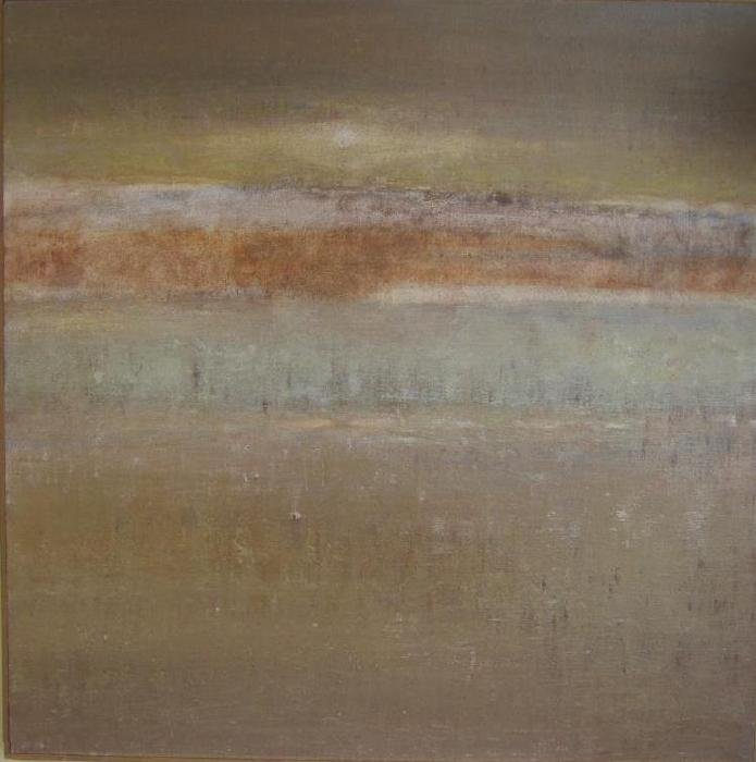 Abstract Oil on Canvas, Lille signed JOHN CORN BR?: Framed abstract oil on canvas. Measures 36.5" x 36.5". On the verso the painting is titled Lille, dated 1977 and signed by the artist indistinctly. John Corn Br...?