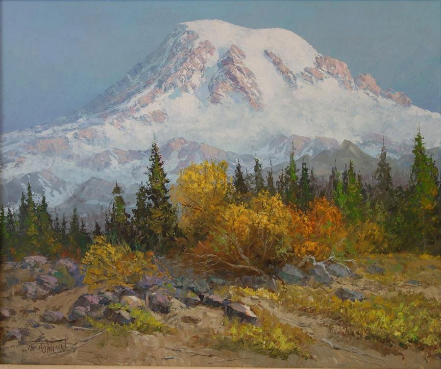 Fred Oldfield (1918) Mt. Rainier Landscape Painting