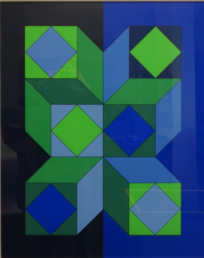 Victor Vasarely (1906-1997) Album Xico VY-29-C: One of eight original serigraphies VY-29-C, from Album Xico, the portfolio edition, executed under the direction of the artist, Victor Vasarely in Arcay's studio Paris 1973. Signed in pencil and numbe