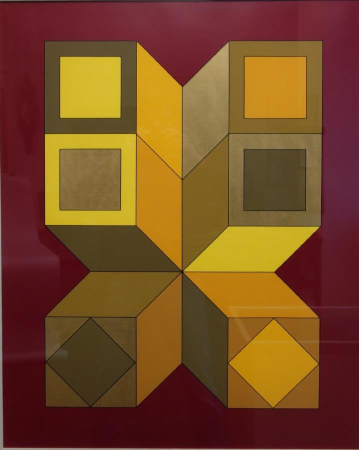 Victor Vasarely (1906-1997) Album Xico VY-29-D: One of eight original serigraphies VY-29-D, from Album Xico, the portfolio edition, executed under the direction of the artist, Victor Vasarely in Arcay's studio Paris 1973. Signed in pencil and numbe