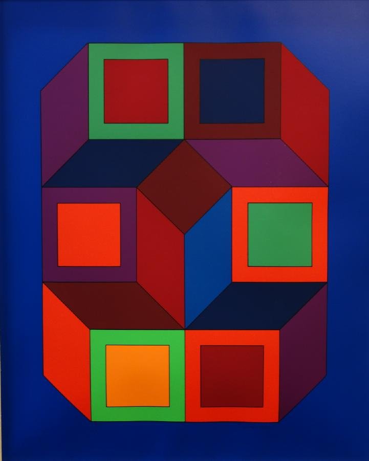 Victor Vasarely (1906-1997) Album Xico VY-29-E: One of eight original serigraphies VY-29-E, from Album Xico, the portfolio edition, executed under the direction of the artist, Victor Vasarely in Arcay's studio Paris 1973. Signed in pencil and numbe