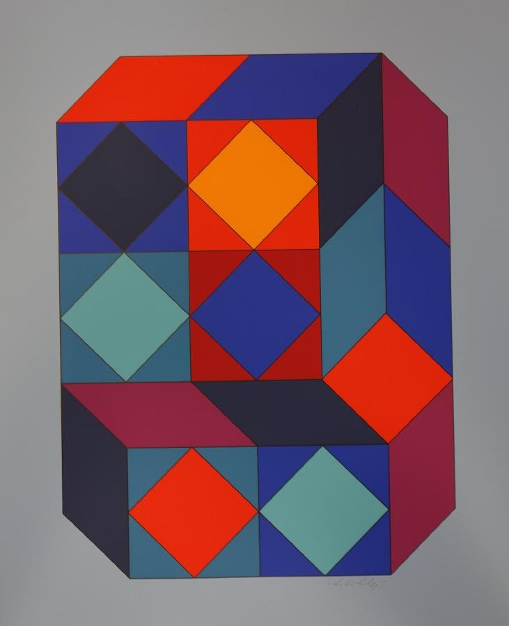 Victor Vasarely (1906-1997) Album Xico VY-29-F: One of eight original serigraphies VY-29-F, from Album Xico, the portfolio edition, executed under the direction of the artist, Victor Vasarely in Arcay's studio Paris 1973. Signed in pencil and numbe