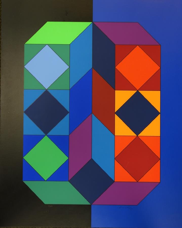 Victor Vasarely (1906-1997) Album Xico VY-29-G: One of eight original serigraphies VY-29-G, from Album Xico, the portfolio edition, executed under the direction of the artist, Victor Vasarely in Arcay's studio Paris 1973. Signed in pencil and numbe