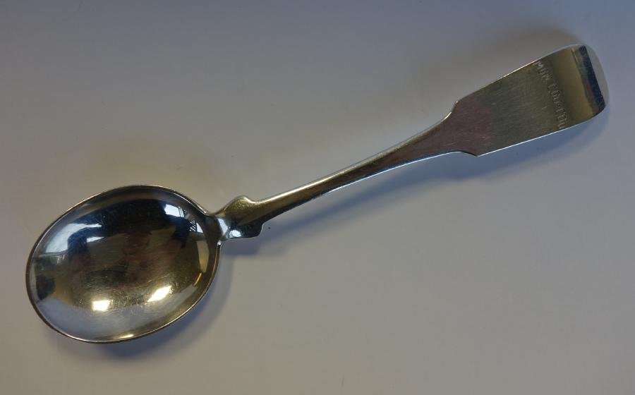Porter Blanchard Sterling Spoon: A sterling spoon by Porter Blanchard. Measures 7" long. Engraved on the tip, Mon Cou Cou. Weighs 1.53 troy oz.