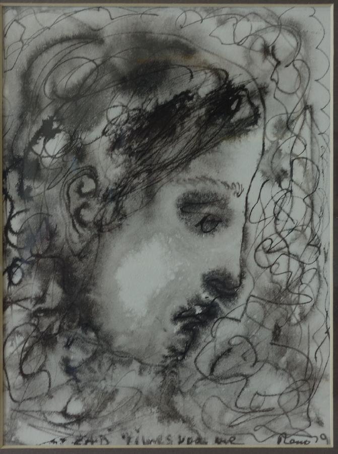 Joe Reno (1943- ) Framed Watercolor: Framed watercolor by Pacific Northwest artist Joe Reno. Indistinct title. Artist signed and dated 79. Sight measurement 7.25" x 5.5". Framed measurement 13.25" x 11.25".