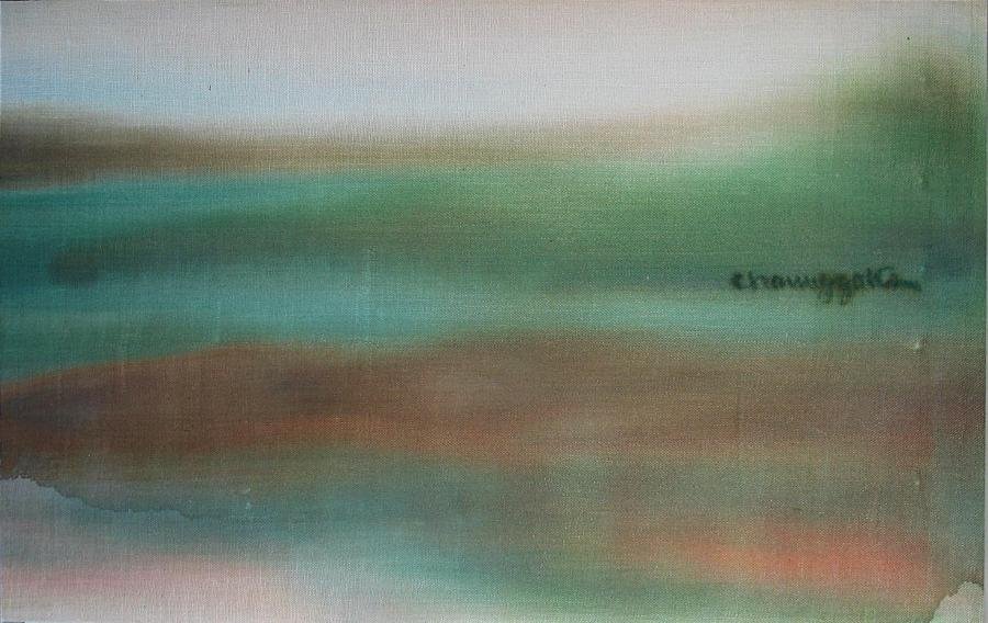 Kim Choung Za Korean Abstract Oil Painting + Book: Framed abstract oil on linen by Korean artist Kim Choung Za, (1929- ) "Horizon". The image measures 15" x 23.25". Framed measurement 22.25" x 29.25". Artist signed in the painting. A retrospective boo