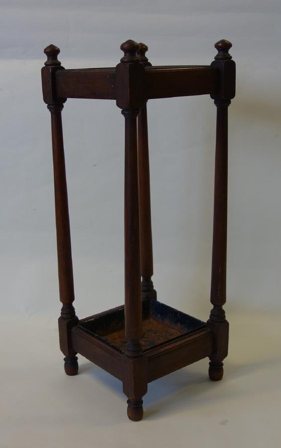 Mission Style Arts & Crafts Umbrella Stand: A Mission style Arts & Crafts mahogany umbrella stand. c.1920s. Measures 10.25" x 10.25" x 27" high.