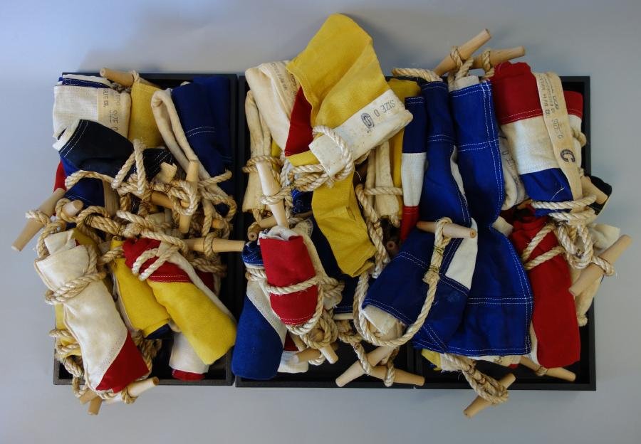 40 International Code of Signal Flags: A complete set of 40 International Code Signal Flags. Size 0 of varying dimensions. The International Code of Signals (ICS) is an international system of signals and codes for use by vessels to commun
