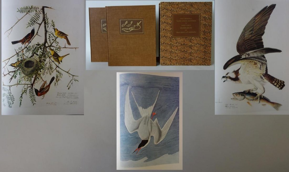 Audubon Original Watercolor Paintings Books, 2 Vol: "The Original Water-Color Paintings by John James Audubon, for The Birds of America". Boxed two volume set. Published by American Heritage Publishing Co., Inc, New York, 1966. Original Edition. Boxed 