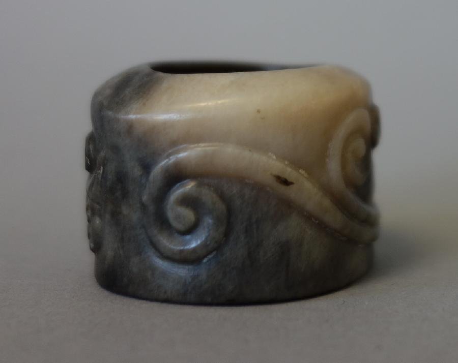 Chinese Carved Jade Archer's Ring, Lingzhi Motif (1 of 4)