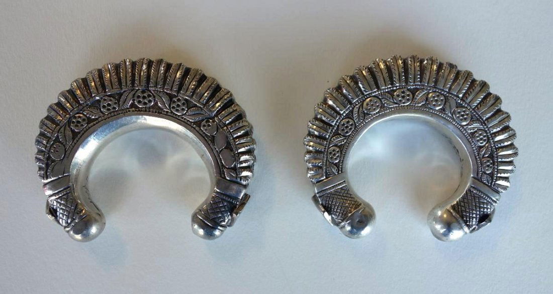 Pair of Asian Silver Cuff Bracelets (1 of 1)