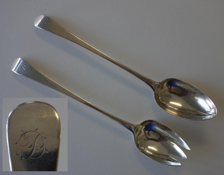 18thc Georgian Sterling Salad Servers, Ollivant (1 of 4)