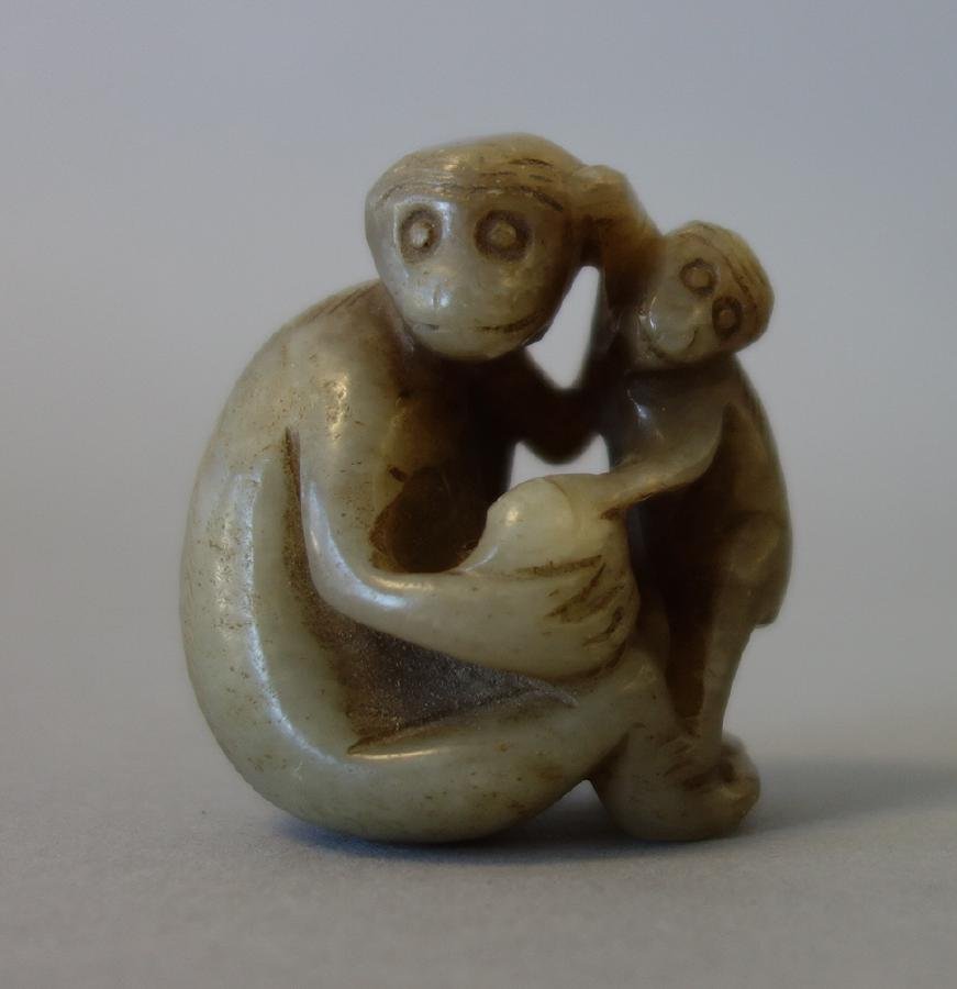 Chinese Carved Jade Toggle, Monkey Motif (1 of 2)