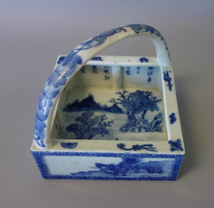 Chinese Blue & White Porcelain Basket Qing Dynasty (1 of 10)