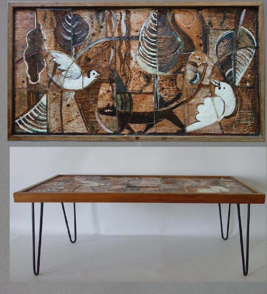 Mid-Century Modern Tile Table, Freeform Motif (1 of 3)