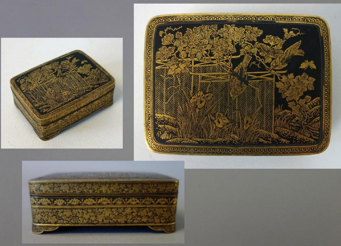 Japanese Damascene Metal Box, Komai Style, Signed (1 of 5)