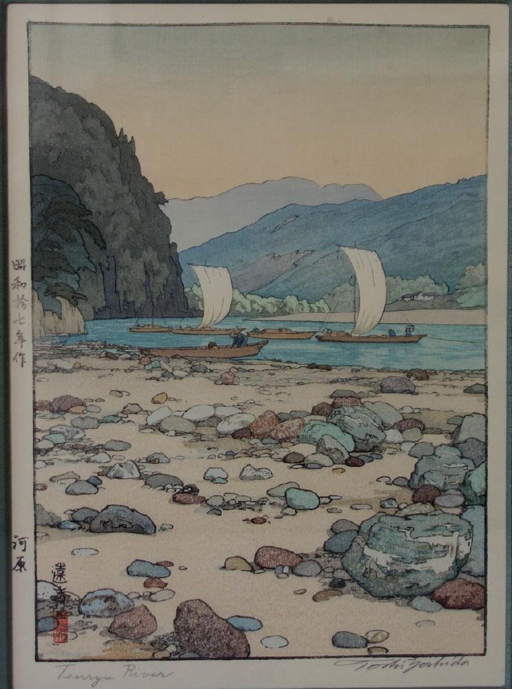 Toshi Yoshida (1911-1995) Tenryu River, Woodblock (1 of 3)
