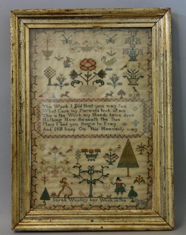Fine Needlework Sampler, Sarah Woolley, 1800 (1 of 6)