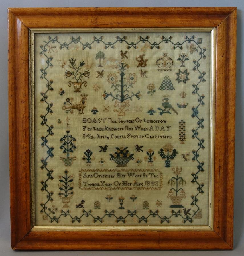 Fine Needlework Sampler, Ann Griffiths, 1843 (1 of 4)