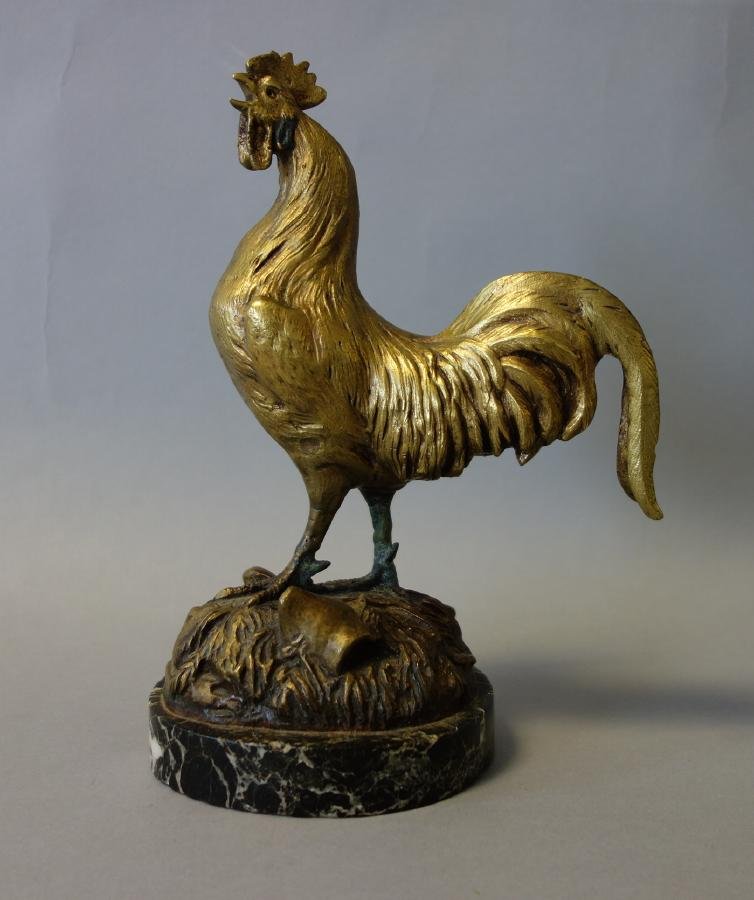 Edouard Sienard (D-1906) Bronze Rooster, signed (1 of 2)