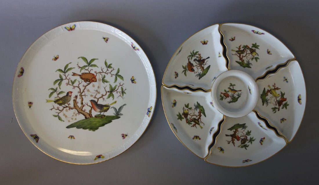 Herend Porcelain Crudite Tray, Rothshild Bird Ptn (1 of 6)