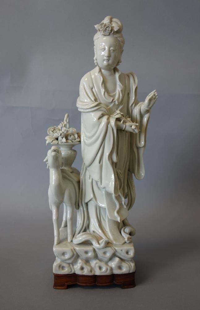 Chinese Guanyin Blanc de Chine Sculpture, Signed (1 of 6)