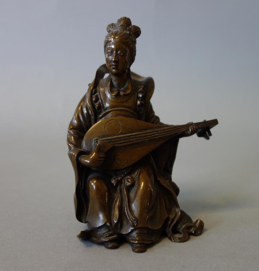 19thc Japanese Bronze of Benzaiten, Signed (1 of 3)