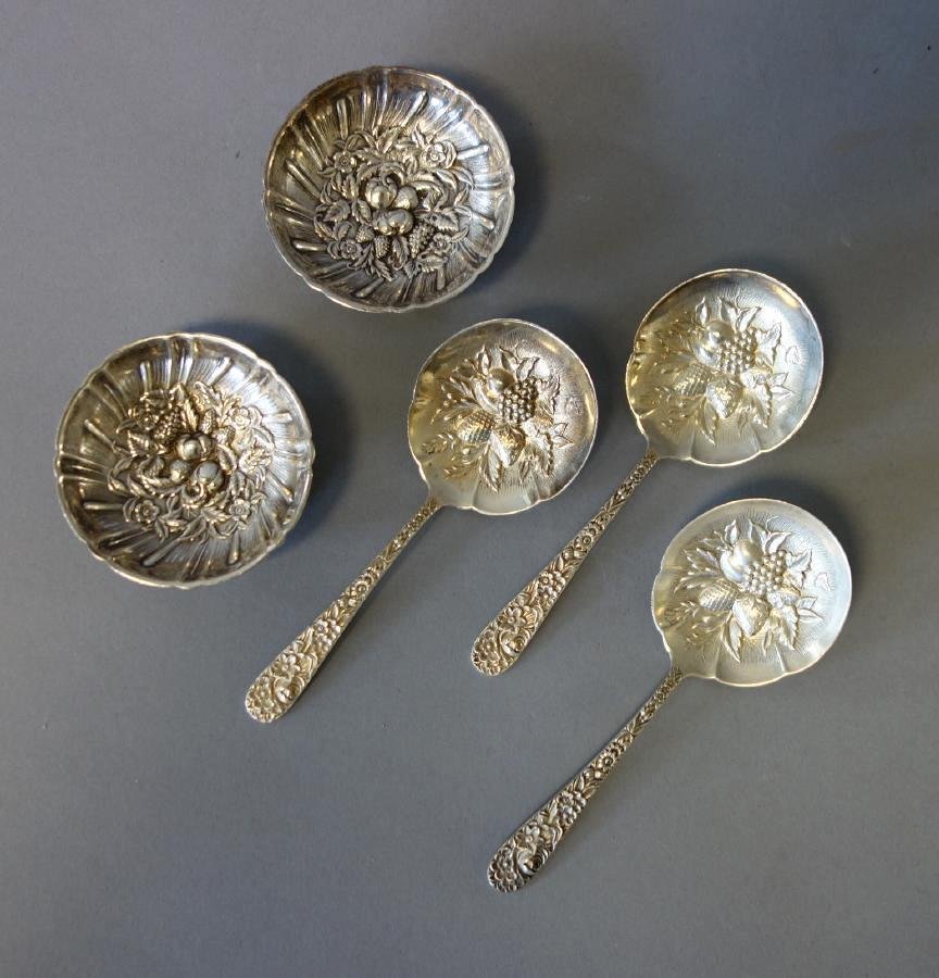 S Kirk & Son Sterling Berry Spoons & Nut Dishes (1 of 1)