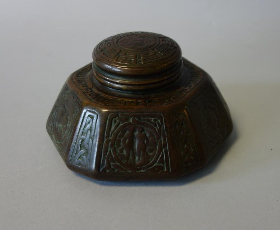 Tiffany Studios Zodiac Bronze Inkwell #1072 (1 of 5)