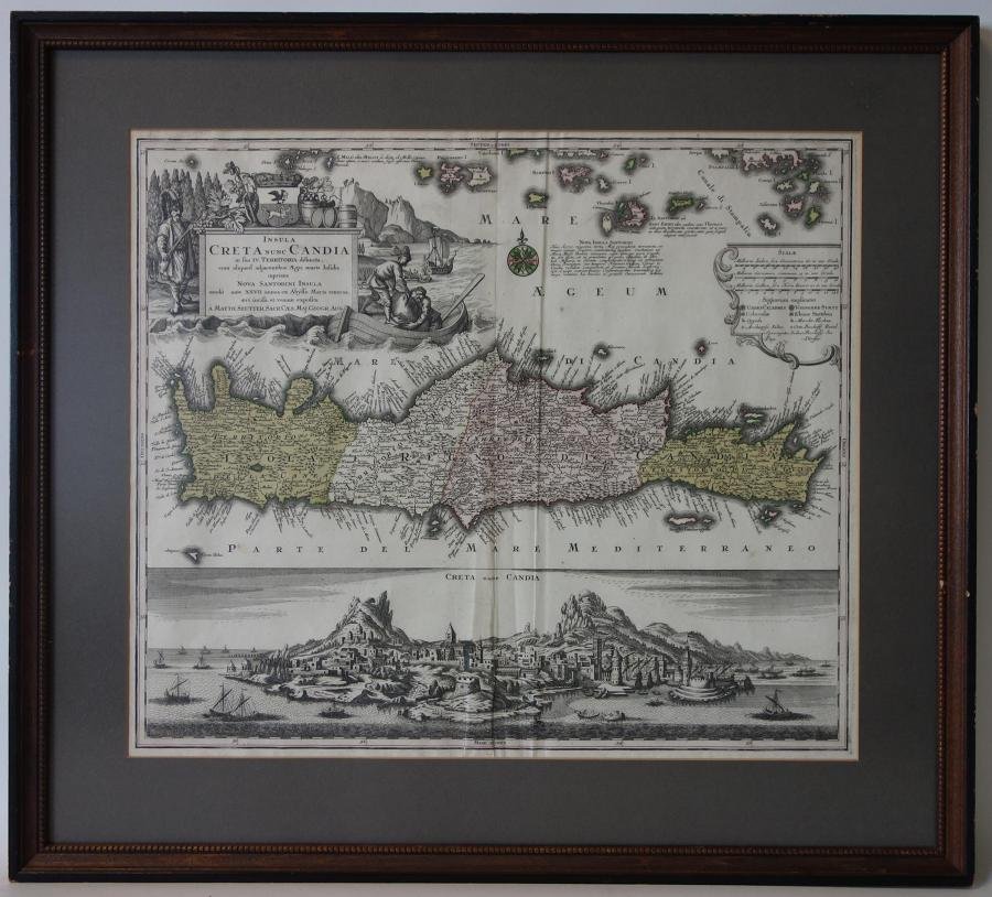 Georg Matthaus Seutter, Framed Map of Crete (1 of 4)