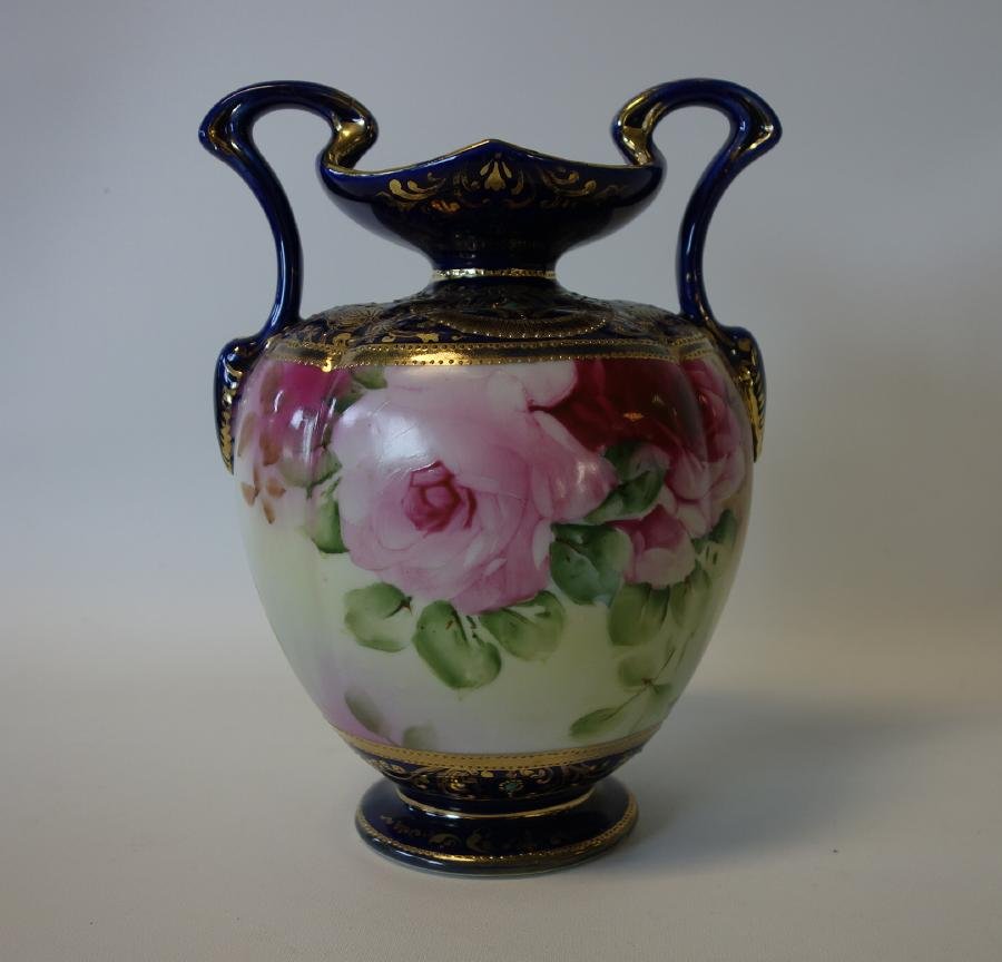 Nippon Handpainted Cobalt Floral Vase (1 of 4)