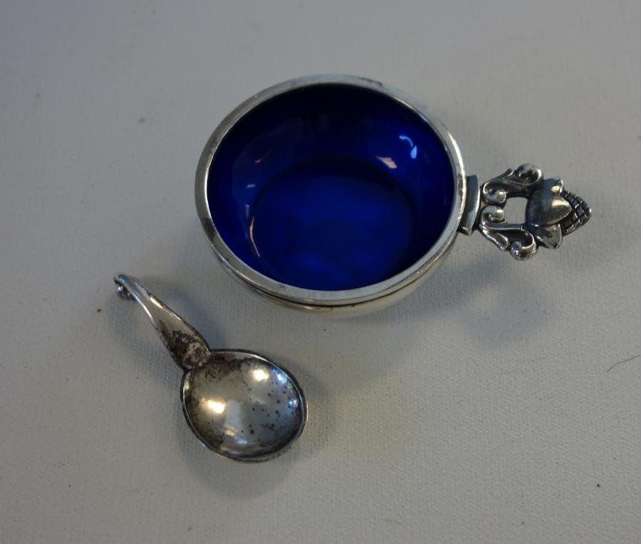 Georg Jensen Sterling & Cobalt Salt with Spoon (1 of 1)