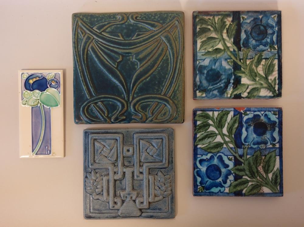 5 Art Pottery Tiles, Poole, Motawi, Palm Court + (1 of 4)