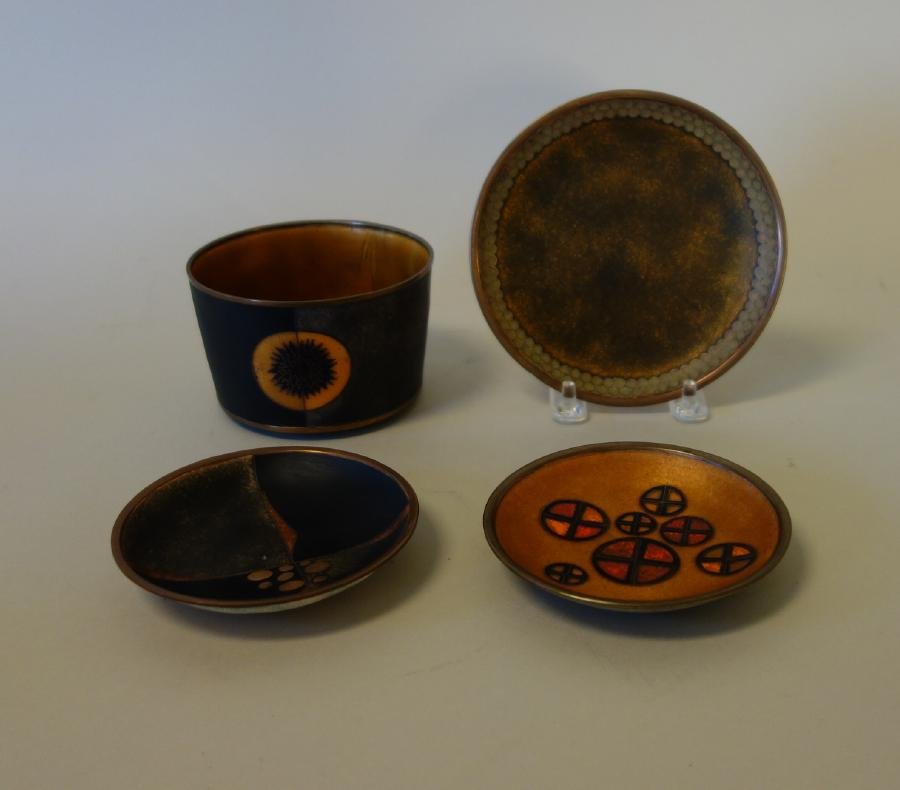 Mid Century Modern Copper & Enamel Dishes & Bowl (1 of 7)