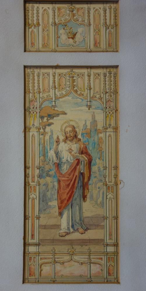 19thc Watercolor Study for Stained Glass Window (1 of 3)
