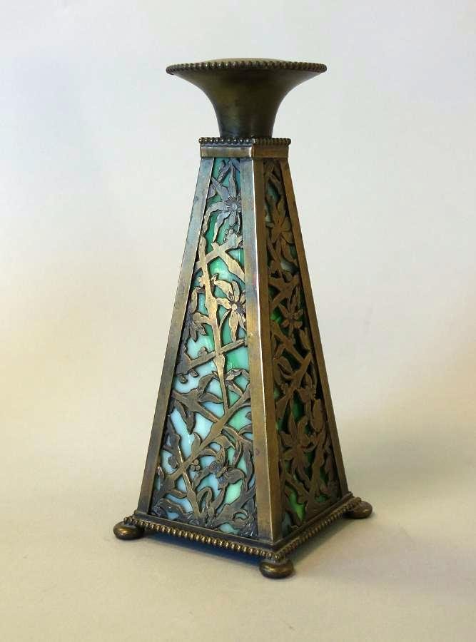 Apollo Studios Bronze & Slag Glass Candleholder (1 of 4)