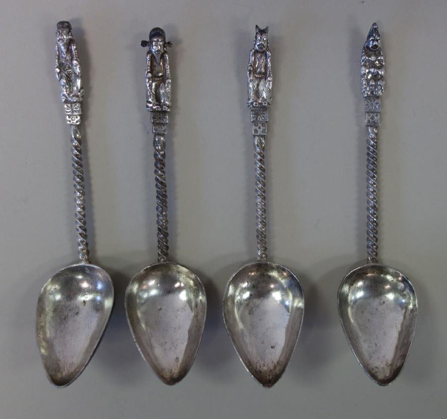 4-19thc Chinese Silver Immortal Spoons, Signed (1 of 3)